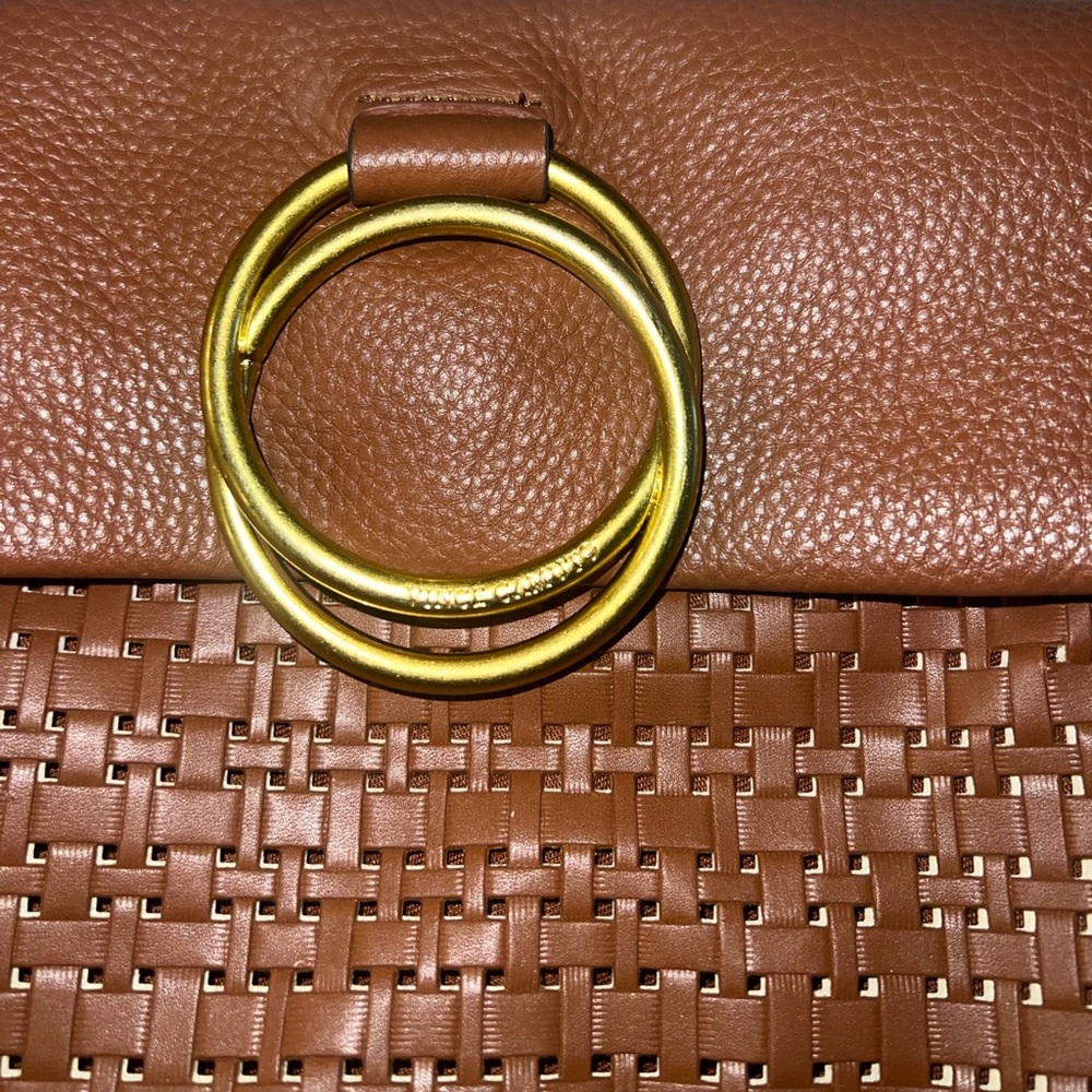Vince Camuto Brown Woven Leather Crossbody - Picture 2 of 8